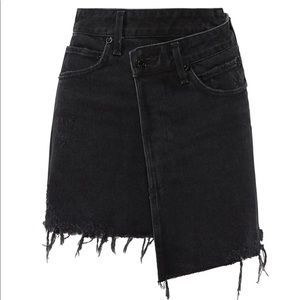 AGOLDE crossover black denim skirt